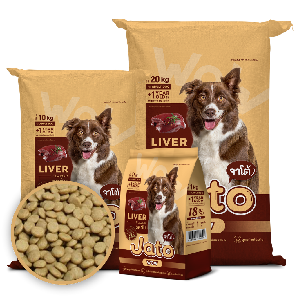 [JT11WL-20kg-PLAIN] Jato Wow อาหารสุนัขโตอายุ 1 ปี+ รสตับ แบบถุง - ขนาด 20 กิโลกรัม