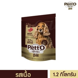 Petto Gold อาหารสุนัขโตอายุ 1 ปี+ รสเนื้อ แบบถุง- ขนาด 1.2 กิโลกรัม